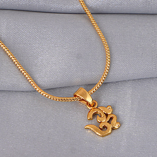 Spiritual Om Gold-Plated Pendant With Round Chain | Yehra Designs