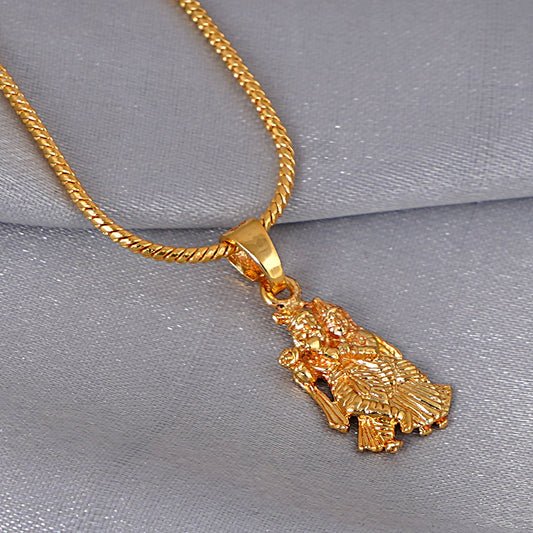 Divine Radha Krishna Gold-Plated Pendant With Round Chain | Yehra Designs