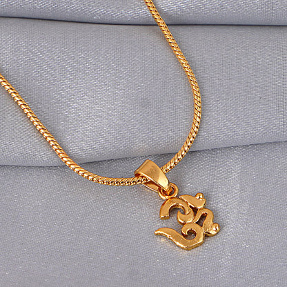 Spiritual Om Gold-Plated Pendant With Round Chain | Yehra Designs