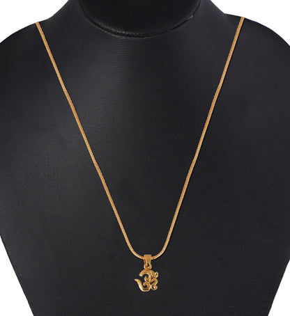 Spiritual Om Gold-Plated Pendant With Round Chain | Yehra Designs