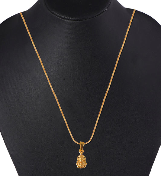 Divine Ganesh Ji Gold-Plated Pendant With Round Chain | Yehra Designs