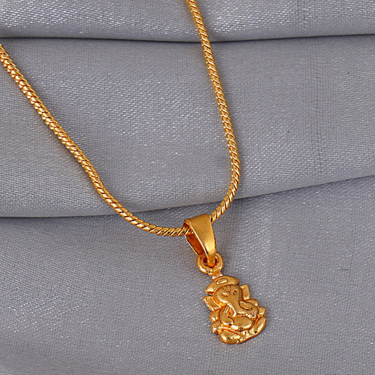 Divine Ganesh Ji Gold-Plated Pendant With Round Chain | Yehra Designs